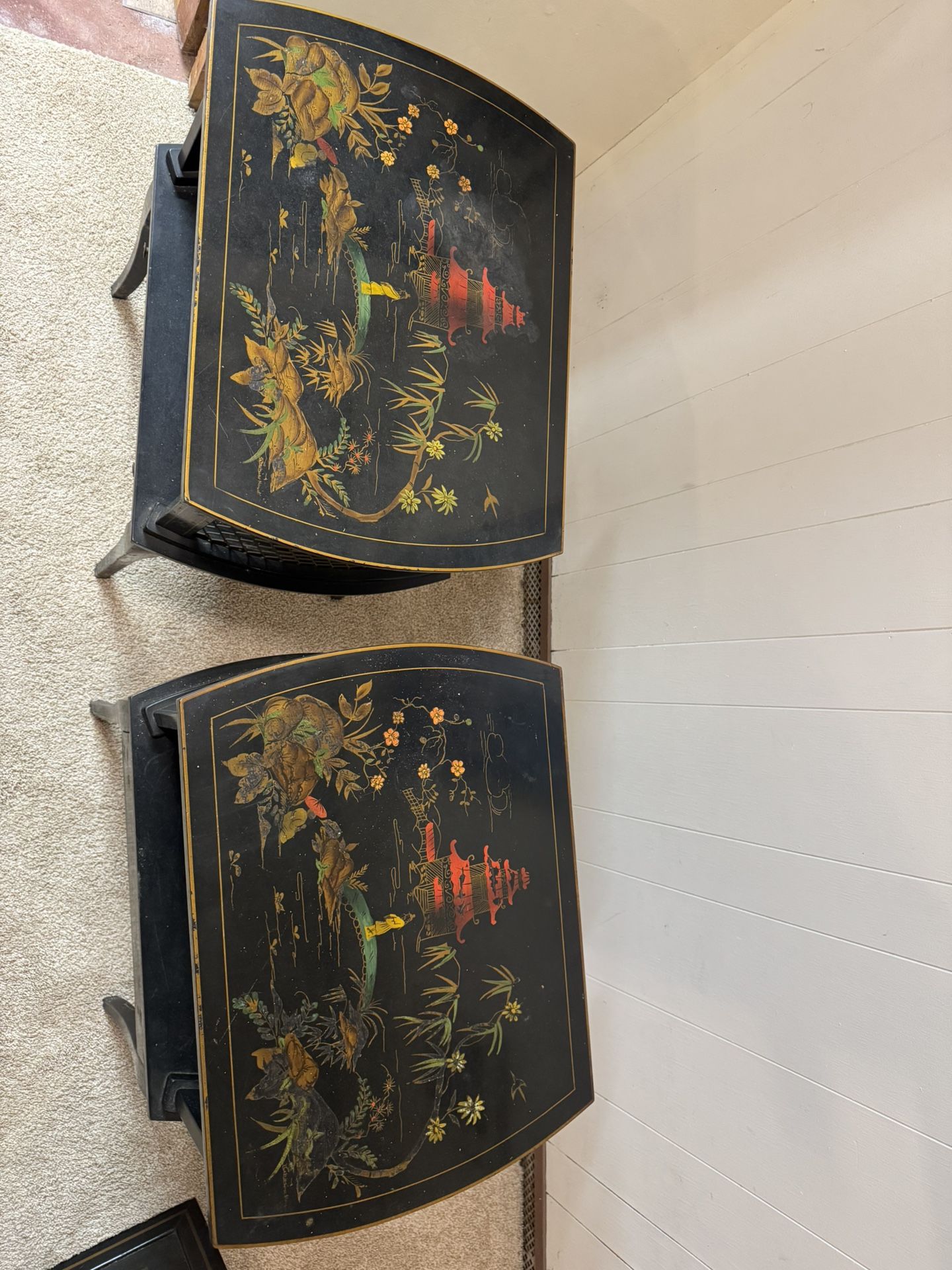 Asian Antique Coffee Table And 2 End Tables