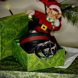 Gucci Black Leather | Green and Red Web canvas | fits 32-36