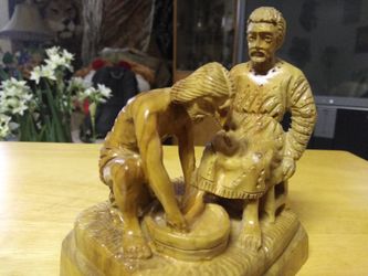 Jesus washing feet figurine. by Jerusalem Naji H. Hamad o.b.o.