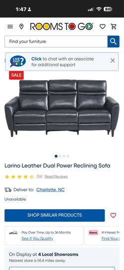 2 Gorgeous Navy Blue Reclining Leather Sofa and Chair