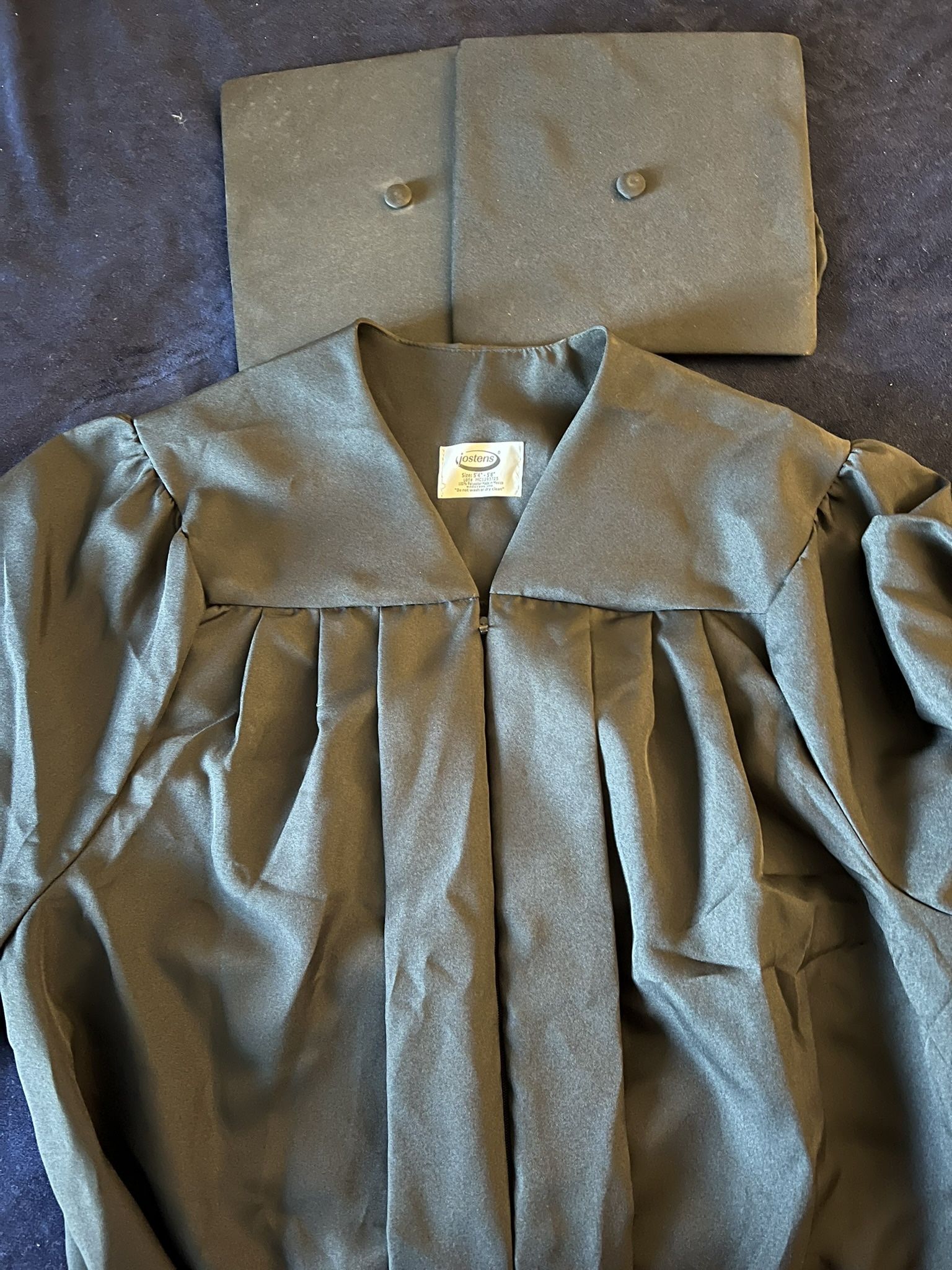 Black Graduation Gown And 2 Caps