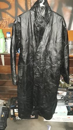 Leather trench coat