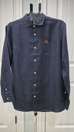 Loro Piana Navy Blue Button-Down Shirt
