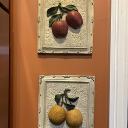 Vintage Fruit Wall Art – Set of 2 – Apples & Oranges 