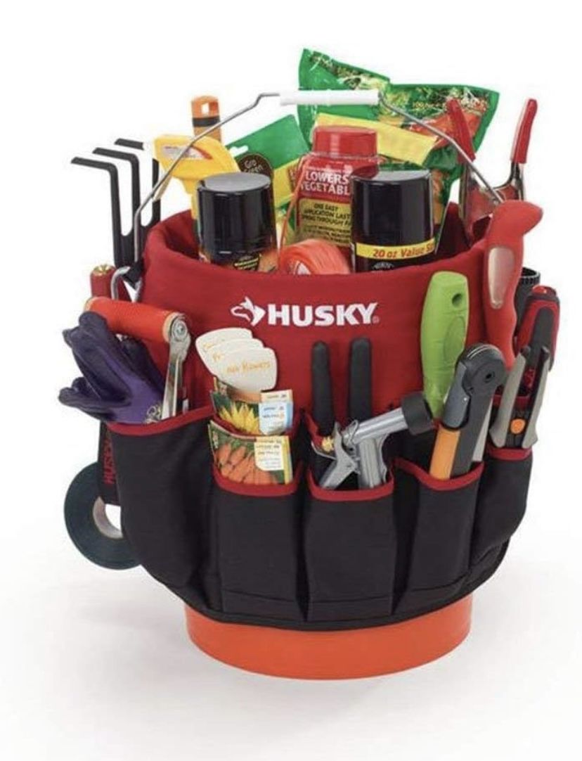 Husky 12 in. 30 Pocket Heavy Duty Bucket Jockey 5 Gallon In-Bucket Storage Tool Bag@D3