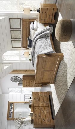 Bittersweet Light Brown Sleigh Bedroom Set | B219 (5 Pieces Queen and King Size Bedroom Set & Bed Frame & dresser & mirror & nightstand & Chest )