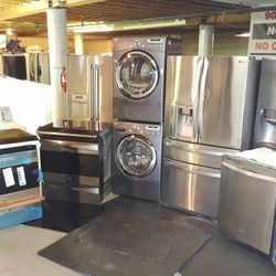 DISCOUNT STORE FULL OF NICE CERTIFIED REFURBISH GENTLY USED SAMSUNG LG WHIRLPOOL GE MAYTAG BOSH ELECTROLUX FRIGIDAIRE WASHER DRYER REFRIGERATORS STOVE