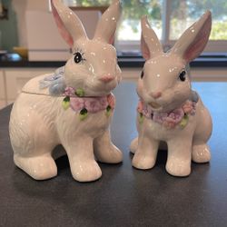 Porcelain Sugar And Creamer Rabbits
