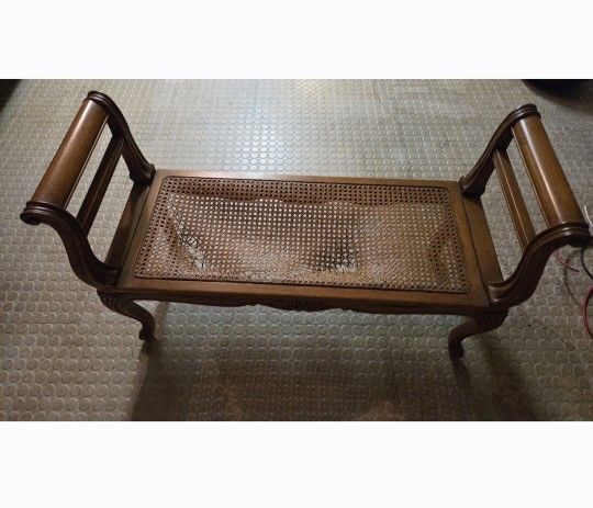 VINTAGE ITALIAN FRENCH CANE BENCH