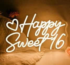Happy Sweet 16 Led Neon Light Sign 16th Birthday Party Banner Decor