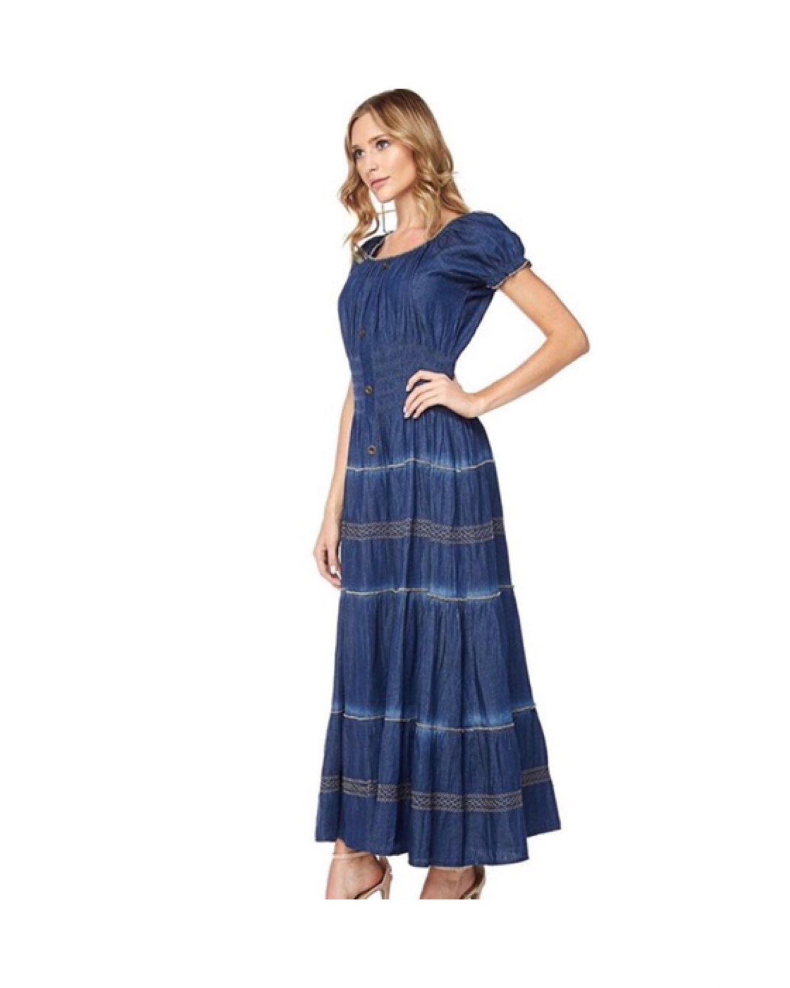 denim dress with belt Long denim dress with belt – Calliope