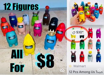 $8 set of action Figures Among Us toys the split in half & come apart top head hat 12 figures