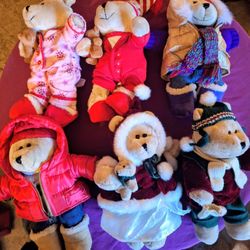 Vintage (6) Starbucks Coffee Bearista Plush Teddy Bears