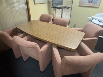Conference Room Table and 6 Rolling Chairs