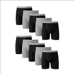 Hanes Men's Super Value Pack Black/Grey Boxer Briefs, 10 Pack