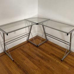 Glass L Shaped Desk