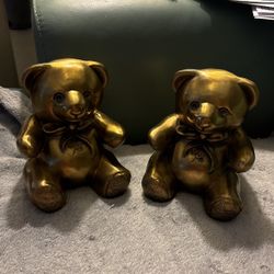 Youth Teddy Bear Book Ends Very Heavy Brass