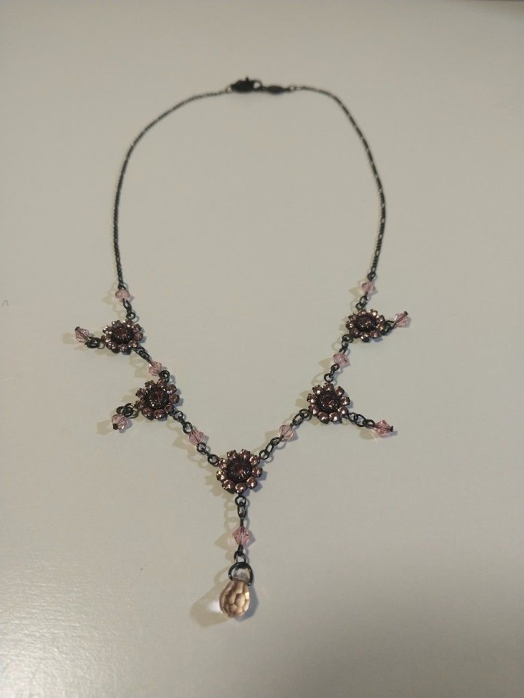 Vintage Bellagio Flower Rhinestone Choker Necklace