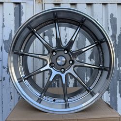 4X New Staggered Set 19 x 9.5 / 10.5 Work Emotion ZR10 Style Wheels Rims 5x114.3 ET:22/25 CB:73.1 Hyper Gray Machined Lip   Fits 350Z G37 370Z Mustang