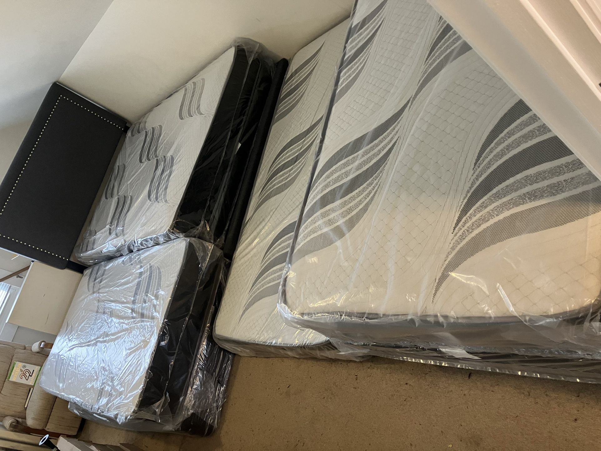 New Mattresses, Boxprings & Metal Frame. All Sizes Available. Best Quality Low Prices. Twin At $99. Hablamos Español.