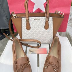 Michael Kors  Taryn Small Signature Logo and Leather Convertible Crossbody Bag NWT  Michael Kors Women's Sutton Moccasin Flat Loafers size 8 NEW (No B