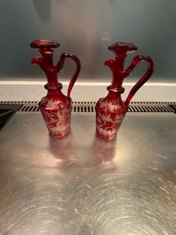 Antique-Two handcrafted bottles for parfum