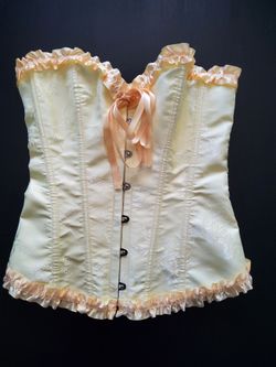 Yellow Satin Ruffled Corset Top size  S