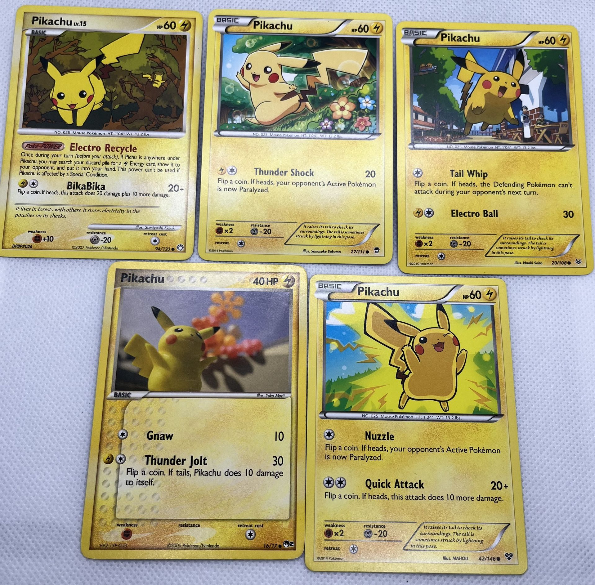 Pikachu Pokemon Card Collection Set Of 5