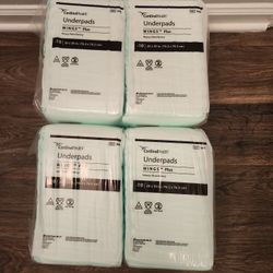 4× Cardinal Health Underpads Wings Plus Heavy Absorbency 30" x 30" Total 60 Pads