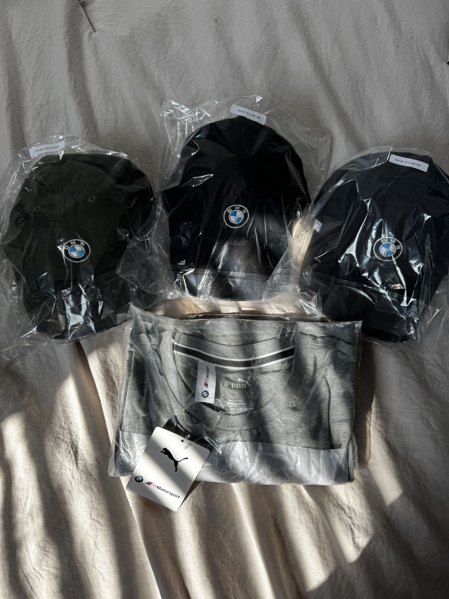 3 BMW Hats And 1 BMW/Puma Collab Shirt XL