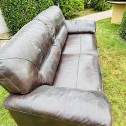 Faux Leather Sofa Brown 