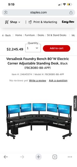 4 mount monitor corner security stock trading desk  foundry bench  height adjustable standing desk  Built in charging ports