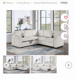 $550 sectional couch pull out bed with storage plus usb cup holder