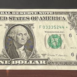$ 1 US  , STAR NOTE, REAL Currency Fancy Serial Number, Double Numbers,$30