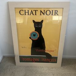 Chat Noir Framed Black Cat Cheese Poster Print Wall Decor by Ken Bailey