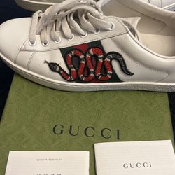 Gucci, White Embroidered Ace Sneakers