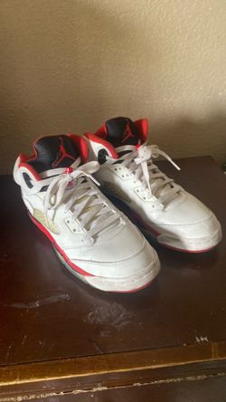 Jordan 5s red and white