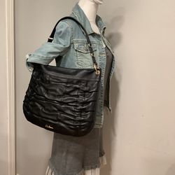 Black Leather  Hobo Bag