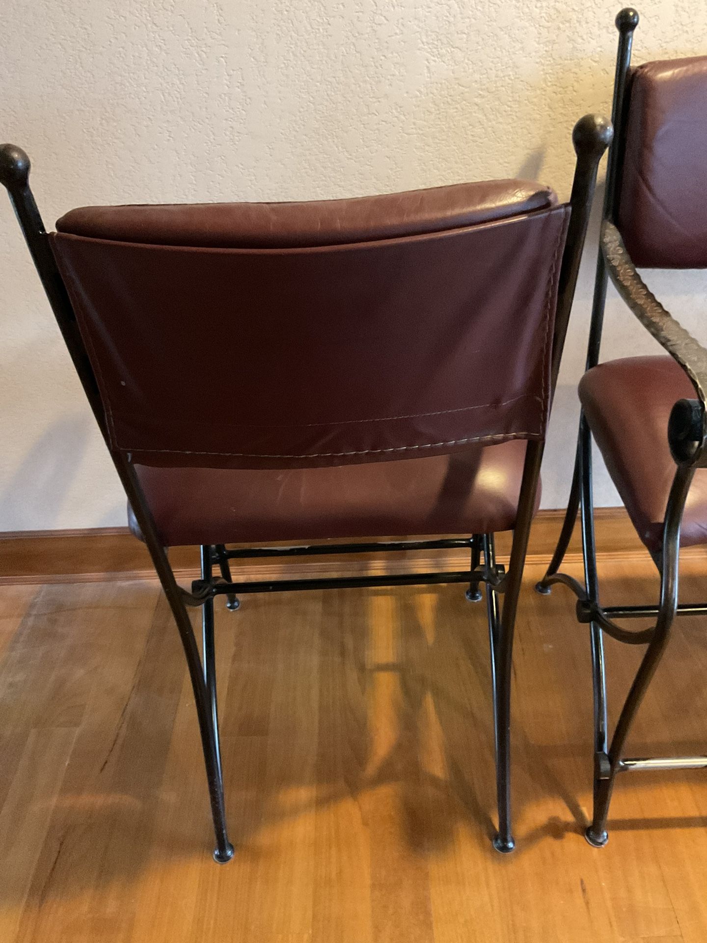 Wrought Iron and Leather Barstools