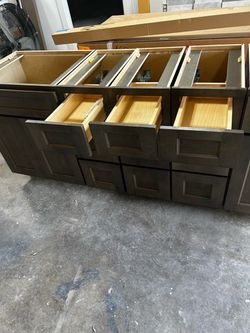 Dark Gray Shaker Base Cabinet with Drawers