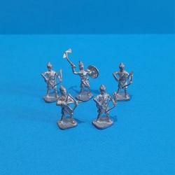 Vintage Collectible Miniature Pewter Figurines : Medieval Knights Set Of 5.
