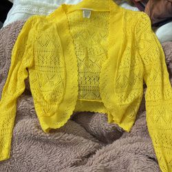 Yellow Knit Cardigan Size Small