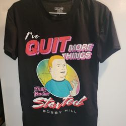 Black graphic t-shirt featuring Bobby Hill from the animated TV show King of the Hill size Small