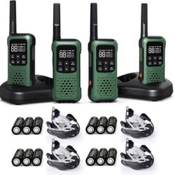Waterproof Two Way Radios, 2 Way radios Outdoor Adventure NOAA Weather Alert & SOS Emergency Lamp Adult Walkie Talkies Long Range Rechargeable (4 Pack