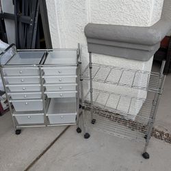 Rolling Drawers And Small Rolling Wire Shelving 