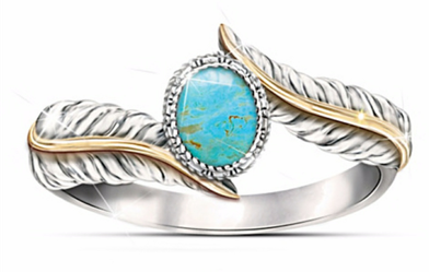 Turquoise feather ring
