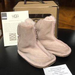 UGG Australia Infant Girl Pink Lamb Fur I Boo Boot 5206 Size S 
