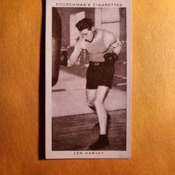 NM Authentic 1938 Churchman's Cigarettes Len Harvey Boxing Tobacco Card #18 HOF