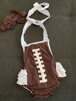 Size 3-6 months Infant girls football outfit with matching headband size 3-6 months