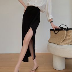 Asymmetrical Black Wrap Skirt